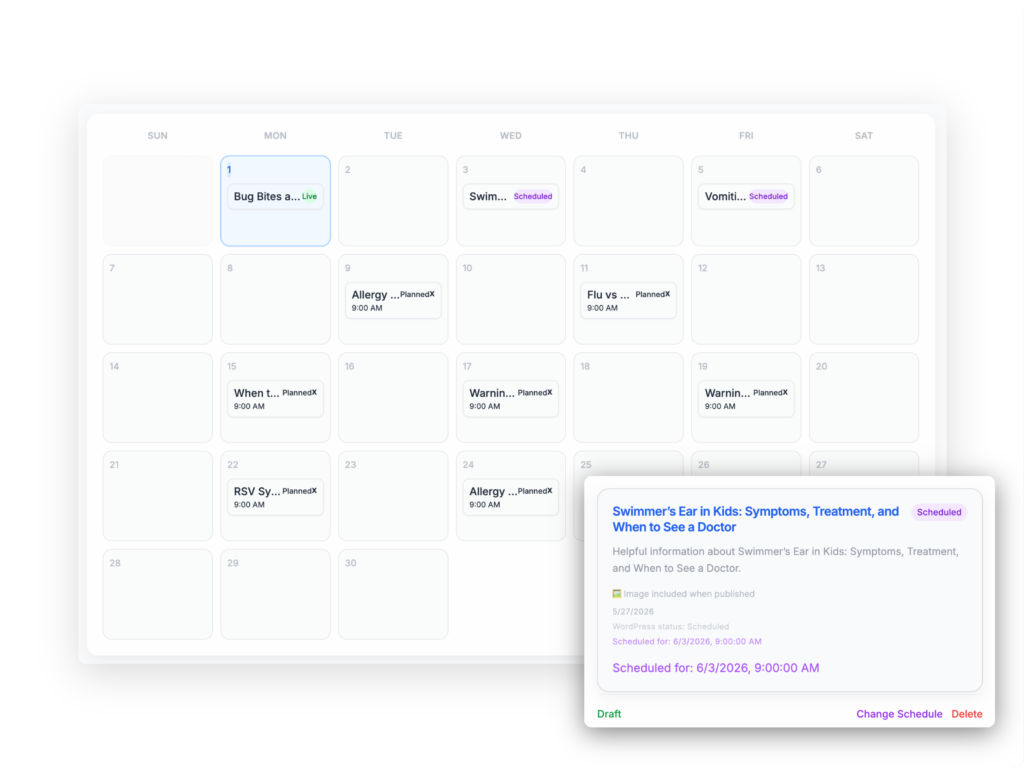 Schedule Content schedule vastrid